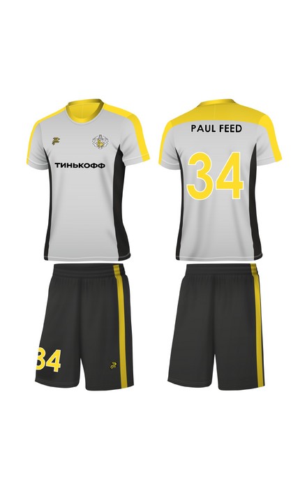 Мужская футбольная форма №2 черный, серый, желтый