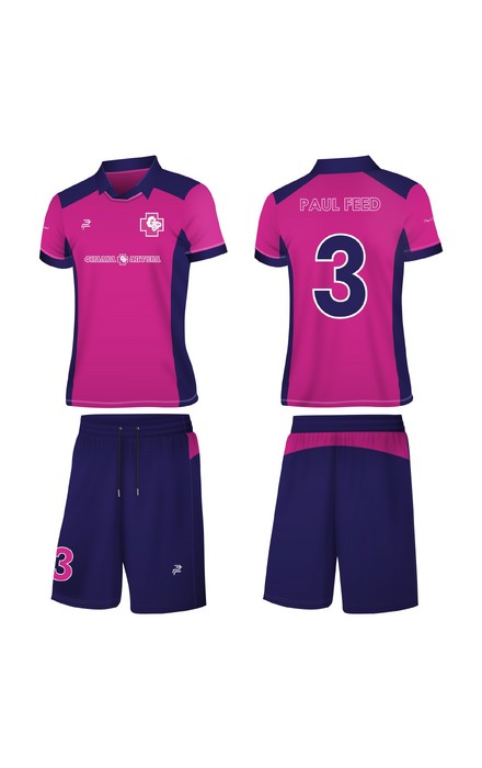 Мужская футбольная форма №4 синий, розовый